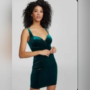 💸 G by Guess Blakely Corset Velvet Dress - Green